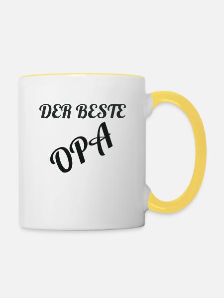 Der beste Opa - Tasse zweifarbig - Weiß/Gelb