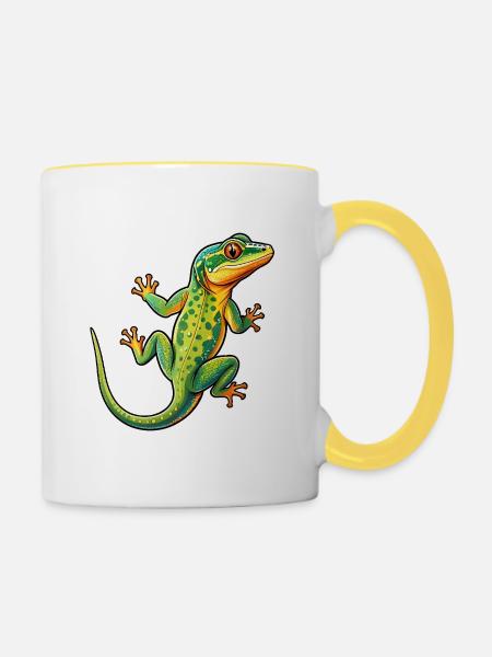 Eidechsen-Gecko - Tasse zweifarbig - Weiß/Gelb
