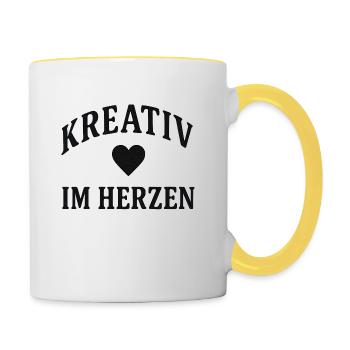 Herz Kreativ - Tasse zweifarbig - Weiß/Gelb - Rechts