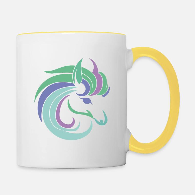 Pastel Dragon Silhouette - Mug contrasté - blanc/jaune