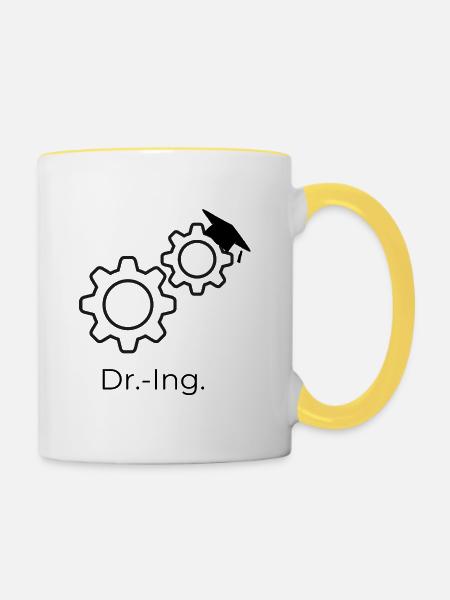 Dr.-Ing. Zahnräder - Tasse zweifarbig - Weiß/Gelb
