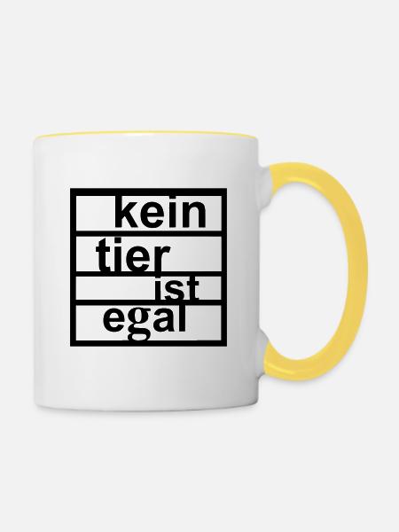 vegan1 - Tasse zweifarbig - Weiß/Gelb