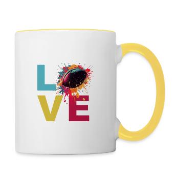 J’adore le football - Mug contrasté - blanc/jaune - Droite