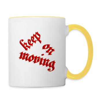 Keep on moving - Tasse zweifarbig - Weiß/Gelb - Rechts