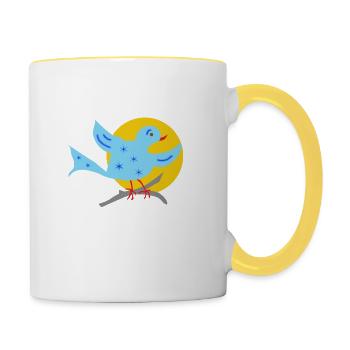 Sternenvogel Abstraktionsmalerei - Tasse zweifarbig - Weiß/Gelb - Rechts