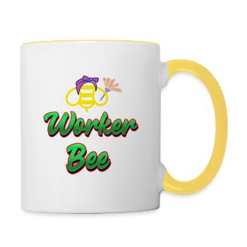 Abeille ouvrière - Mug contrasté - blanc/jaune - Droite