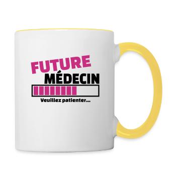 future médecin - Mug contrasté - blanc/jaune - Droite