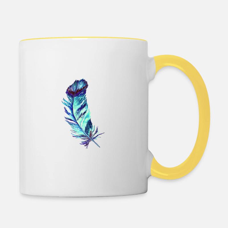 feathers - Contrasting Mug - white/yellow