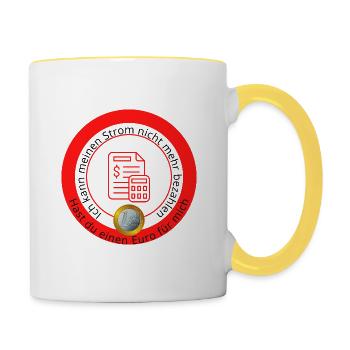 Ich kann meinen Strom nicht mehr bezahlen - Tasse zweifarbig - Weiß/Gelb - Rechts