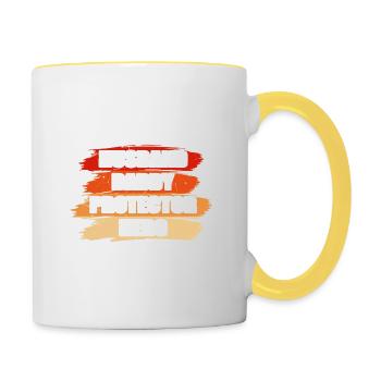 Fête des Pères Papa Papa Papa Papa Papa Papa - Mug contrasté - blanc/jaune - Droite
