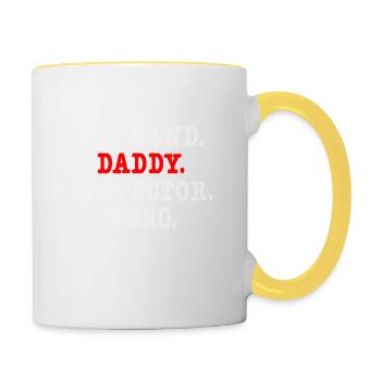 Fête des Pères Papa Papa Papa Papa Papa Papa - Mug contrasté - blanc/jaune - Droite