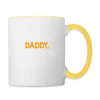 Fête des Pères Papa Papa Papa Papa Papa Papa - Mug contrasté - blanc/jaune - Droite