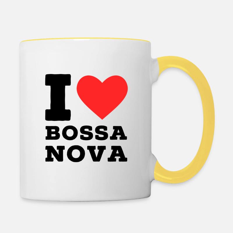 I love Bossa nova - Contrasting Mug - white/yellow