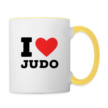 J’adore le judo - Mug contrasté - blanc/jaune - Droite