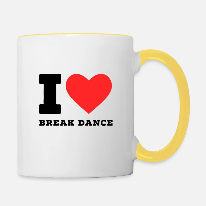 J’adore le break dance - Mug contrasté - blanc/jaune