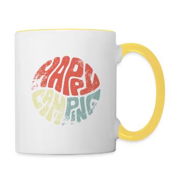 Happy Camping - Groovy Vintage - Campier - Dicton - Mug contrasté - blanc/jaune - Droite