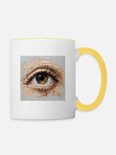 Auge Gemälde - Tasse zweifarbig - Weiß/Gelb