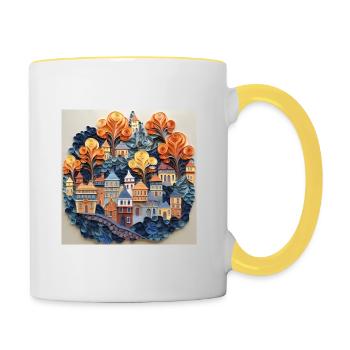 Papier Stadt - Tasse zweifarbig - Weiß/Gelb - Rechts