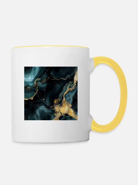 Marmor Naturstein Textur - Tasse zweifarbig - Weiß/Gelb