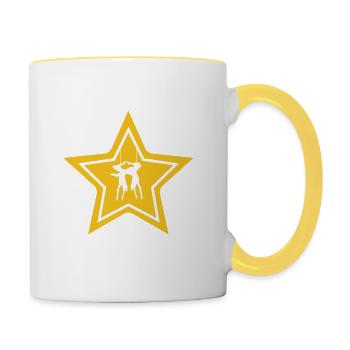 étoile trapèze duo blanc - Mug contrasté - blanc/jaune - Droite