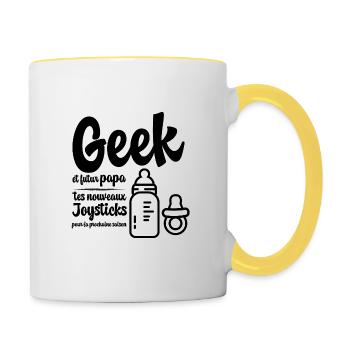 Geek et Papa - Mug contrasté - blanc/jaune - Droite