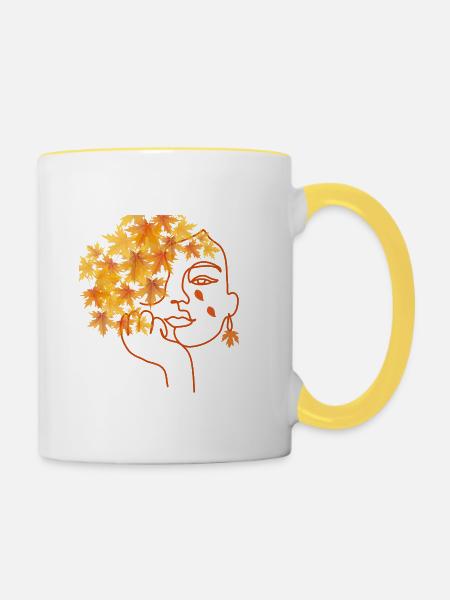 Der Sturz der Frau - Tasse zweifarbig - Weiß/Gelb
