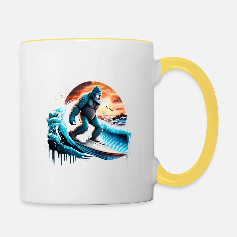 big foot surf - Contrasting Mug - white/yellow