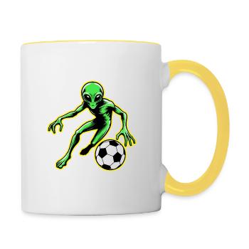 Foot Extraterrestre - Mug contrasté - blanc/jaune - Droite