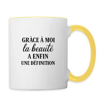 La définition de la beauté humour narcissique - Mug contrasté - blanc/jaune - Droite