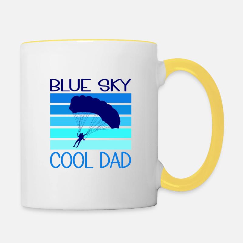 Parachutisme pour un papa cool - Mug contrasté - blanc/jaune