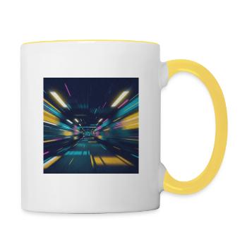 Neon-Tunnel U-Bahn Berlin  - Tasse zweifarbig - Weiß/Gelb - Rechts