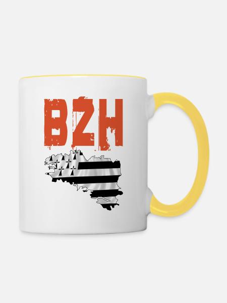 bzh - Tasse zweifarbig - Weiß/Gelb