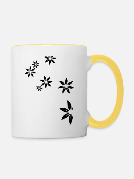 Blumen, Deco, flower - Tasse zweifarbig - Weiß/Gelb