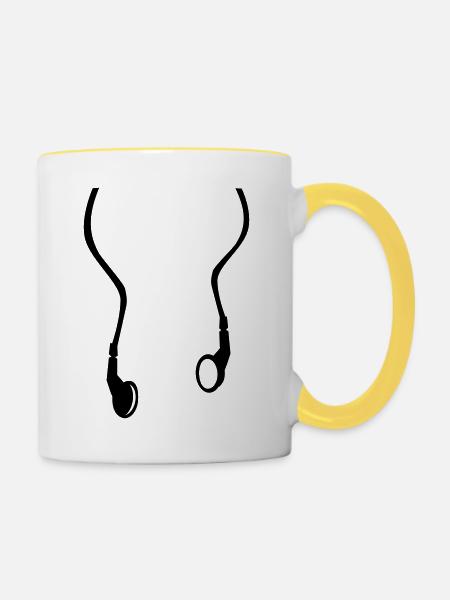 Kopfhörer - Tasse zweifarbig - Weiß/Gelb