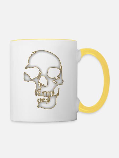 Skull - Tasse zweifarbig - Weiß/Gelb