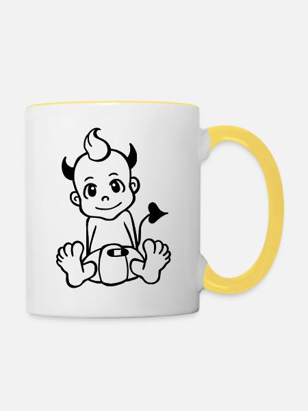 Kleiner Teufel - Tasse zweifarbig - Weiß/Gelb