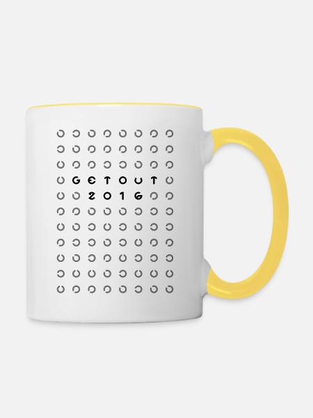 GetOut 2016 Sehtest 3 - Tasse zweifarbig - Weiß/Gelb