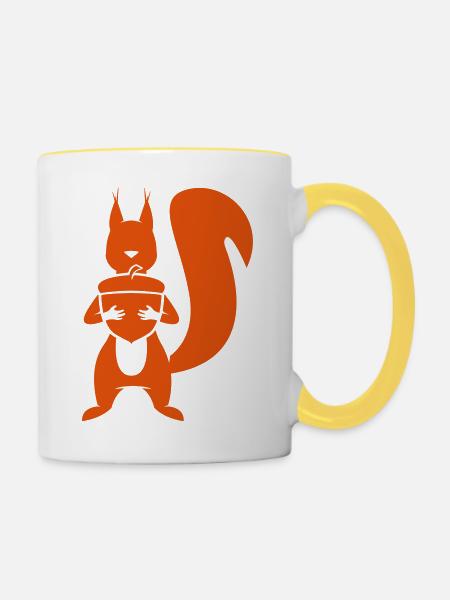 Eichhörnchen / Squirrel - Tasse zweifarbig - Weiß/Gelb
