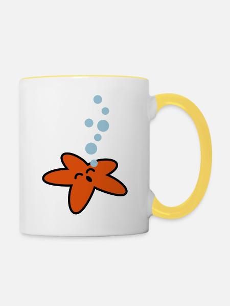 seestern_3c - Tasse zweifarbig - Weiß/Gelb