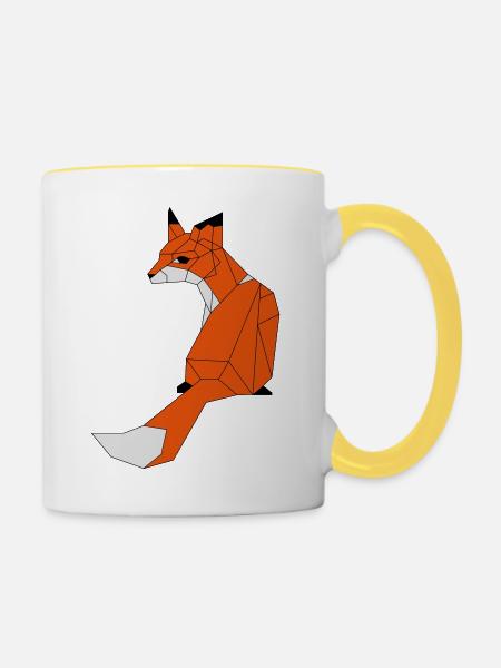 Farbiger geometrischer Fuchs - Tasse zweifarbig - Weiß/Gelb