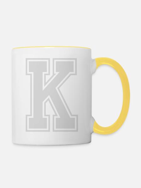 Buchstabe K - Tasse zweifarbig - Weiß/Gelb