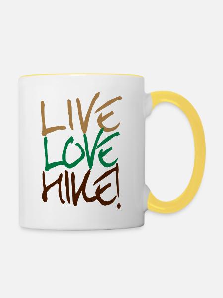 Live-Love-Hike! - Tasse zweifarbig - Weiß/Gelb