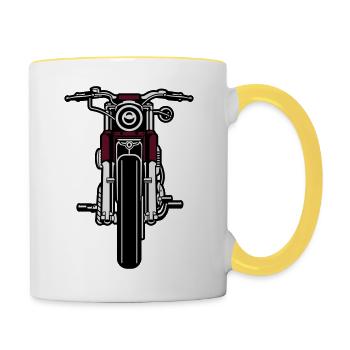 Motorrad - Tasse zweifarbig - Weiß/Gelb - Rechts