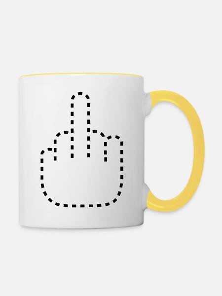 dashed_fuck_you_1c - Tasse zweifarbig - Weiß/Gelb