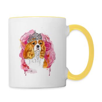 Cavalier KC Spaniel Bella - Tasse zweifarbig - Weiß/Gelb - Rechts