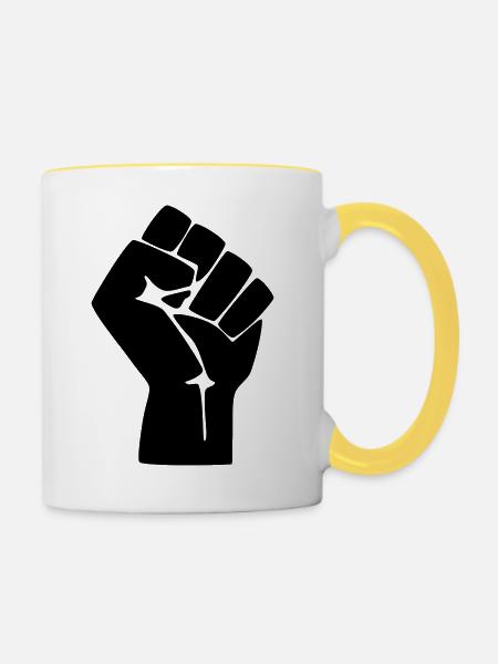 Faust Protest Widerstand - Tasse zweifarbig - Weiß/Gelb
