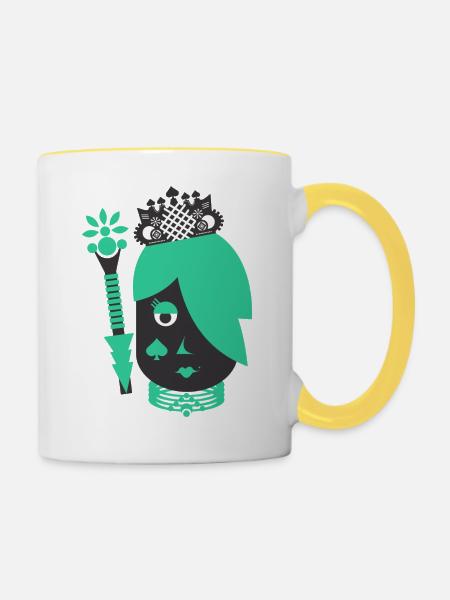 Königin - Tasse zweifarbig - Weiß/Gelb