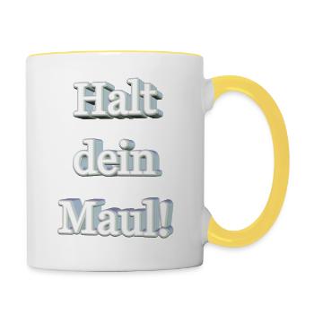 Halt dein Maul! - Tasse zweifarbig - Weiß/Gelb - Rechts