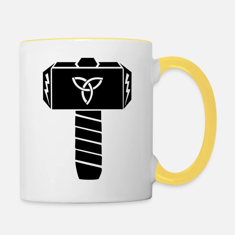 Mjölnir Thor's Hammer Thorhammer - Contrasting Mug - white/yellow