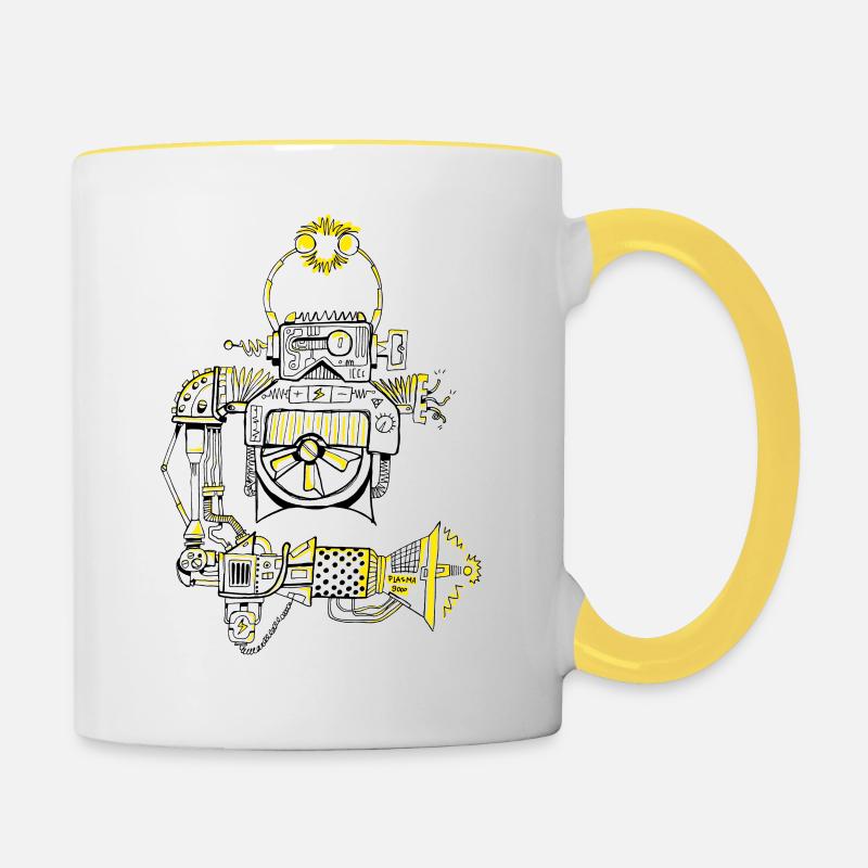 Robot Plasmabuilder - Mug contrasté - blanc/jaune